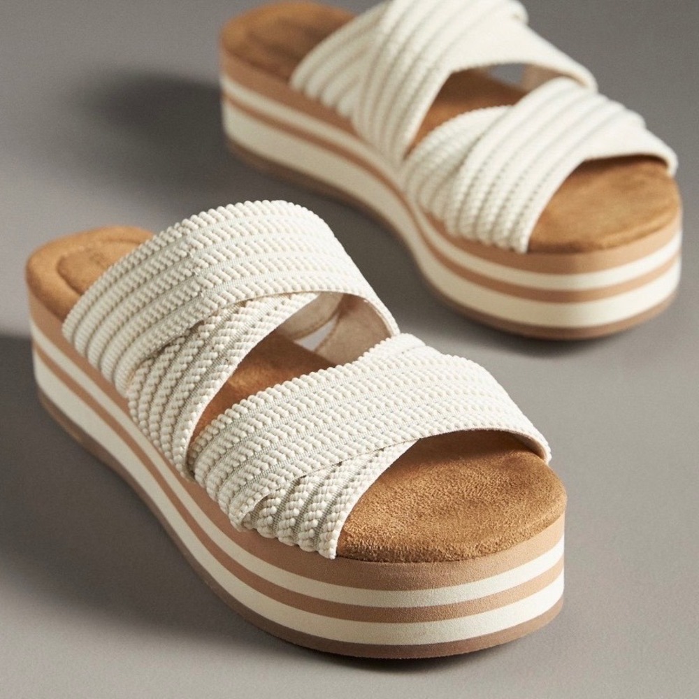 NIB Kelsi Dagger Anthropologie Bohdi Shell Platform Sandal 8‎ Boho Woven Chunky